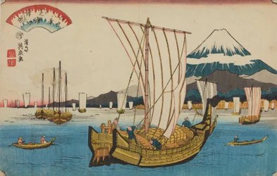 Zurückkehrende Segelboote in Shiba, aus der Serie: Acht Ansichten von Edo
