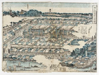 Skizze des Kabuki-Theaterviertels in Saruwakamachi