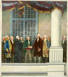 Einweihung von George Washington in der Federal Hall, New York City