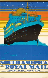 Poster, das Südamerika durch Royal Mail Lines bewirbt