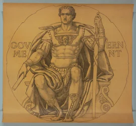 Regierung, Cartoon für Mosaik in der Rotunde des Wisconsin State Capitol