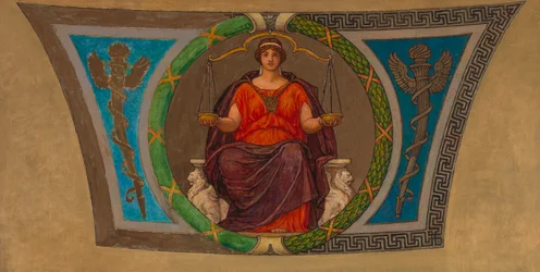 Skizze für Mosaik, Wisconsin State Capital, Gerechtigkeit, um 1912