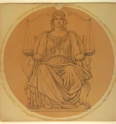 Studie für "Gerechtigkeit," Lunette im Hudson County Courthouse, Jersey City, NJ