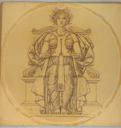 Studie für "Rechtschaffenheit," Lunette im Hudson County Courthouse, Jersey City, NJ
