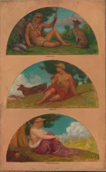 Der Fortschritt der Zivilisation: Jagd, Viehzucht, Landwirtschaft (Wandbildstudie, State Capitol, Des Moines, Iowa)