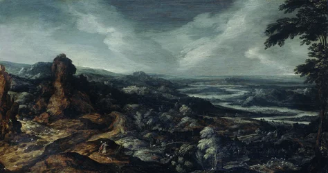 Panorama-Landschaft mit Tobias und dem Engel