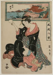 Herbstmond am Tempel Ishiyamadera aus der Serie Modische Acht Ansichten