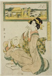 Benzaiten-Schrein in Shinobugaoka, aus den "Modischen Acht Ansichten der östlichen Hauptstadt"