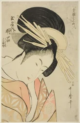 Akashi von der Tamaya, aus der Serie Sieben Komachis von Yoshiwara (Seiro nana Komachi)