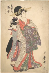 Die Kurtisane Shinohara und die Kamuro des Tsuruya