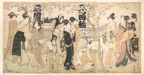 Ausstellung der Schätze im Mimeguri-Schrein (Mimeguri jinja no onkaichō)