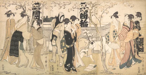 Ausstellung von Schätzen am Mimeguri-Schrein, 1799.