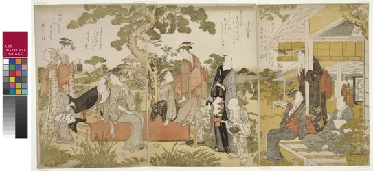 Genießen der Kühle in einem Garten, Oban-Triptychon, ca. 1788-90