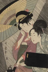 Geisha und Begleiterin in einer regnerischen Nacht, ca. 1797
