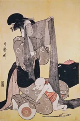 Nadelarbeit, ca. 1794, von Kitagawa Utamaro (1753-1806), Holzschnitt, Japan, Edo-Periode