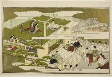 Neujahr am Hof, aus der illustrierten Kyoka-Anthologie "Der junge Gott Ebisu (Waka Ebisu)"