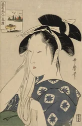 Die Asahiya-Witwe, aus der Serie Berühmte Schönheiten verglichen mit den sechs unsterblichen Dichtern