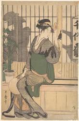 Das Teehaus Chiyozuru, Schatten auf den Shoji, 1790er-Jahre