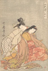 Der Dichter Ariwara no Narihira 825-880 und Ono no Komachi..., ca. 1798