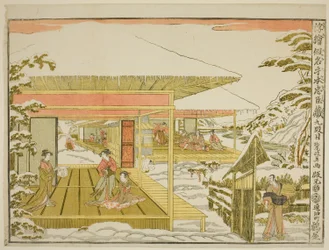 Akt IX (Kudanme), aus der Serie "Perspektivbilder des Lagers der treuen Vasallen (Uki-e kanadehon Chushingura)"
