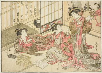 Kurtisanen von Kado Daikokuya, aus dem Buch „Spiegel der schönen Frauen der Vergnügungsviertel (Seiro bijin awase sugata kagami),“ Bd. 2