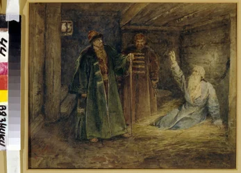 Zar Iwan IV. der Schreckliche und Maliuta Skuratov besuchen Bojar Morosov im Gefängnis