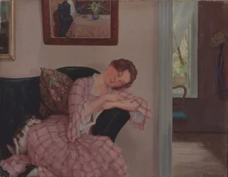 Eine schlafende Dame in Pink