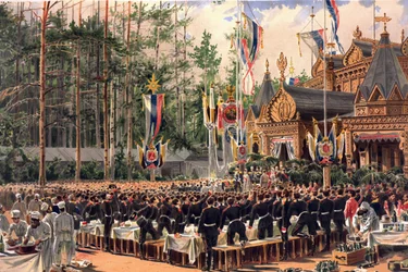Album zur Krönung des russischen Zaren Alexander III. (1845-1894) und der Kaiserin Maria Fjodorowna (Dagmar von Dänemark) (1847-1928) - Das Krönungsfest in Sokolniki (aus dem Krönungsalbum)