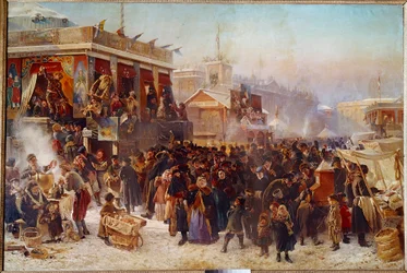 Balladins auf dem Admiraut-Platz in St. Petersburg Straßentheater