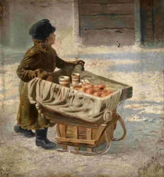 Junge. Studie für das Fastnachtsfest auf dem Admiralitätsplatz in Sankt Petersburg, ca. 1869