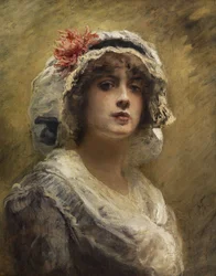 Konstantin Makovsky Bildnis eines jungen Mädchens mit weißer Tuchhaube