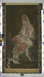 Der Weidenzweig-Bodhisattva Avalokiteshvara (Kwanseûm Posal), sitzend in einem Paradiesgarten, Koryo-Dynastie