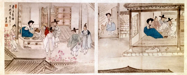 Koreanische Kunst: Szenen im Haus einer Geisha