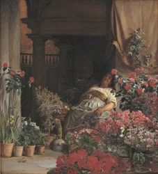 Eine Florentiner Blumenverkäuferin