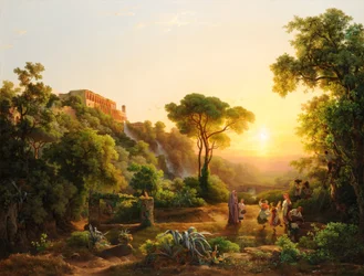 Landschaft bei Tivoli mit einer Szene der Weinlese
