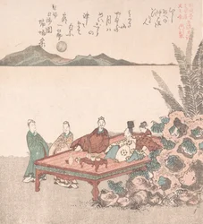 Nanamaro und seine Anhänger betrachten den Mond in China, 19. Jahrhundert