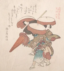 Drei Tänzer von Sumiyoshi oder Suminoye, 19. Jahrhundert