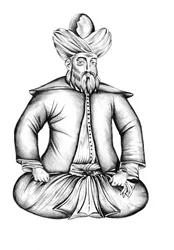 Nachdenkliche turbantragende Figur