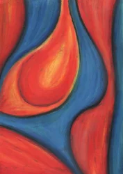 Fließende rote und blaue Formen