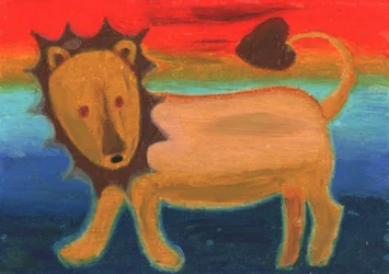 Goldener Löwe Regenbogenhimmel