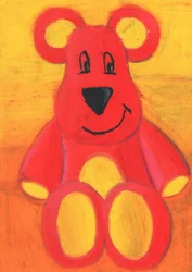 Fröhlicher roter Teddybär