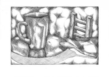 Tasse und Leiter Stillleben