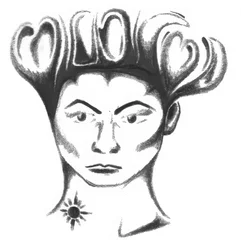 Frau mit Herzfrisur