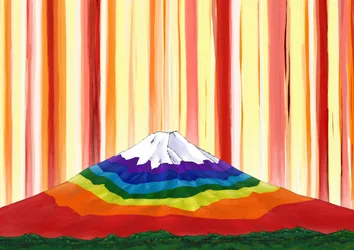 Regenbogenfarbener Berg Fuji im Licht #1