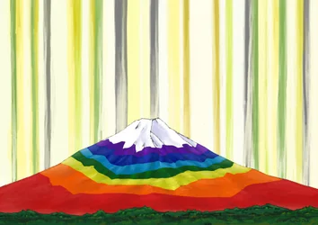Regenbogenfarbener Berg Fuji im Licht #2