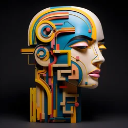 3D-Skulptur eines schönen menschlichen Gesichts