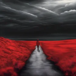 Eine lange rote Straße. Gehen. Wie der Held, der nie lief