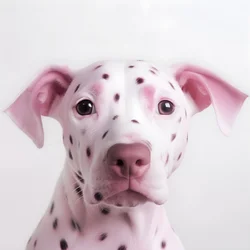 Faszinierende Nahaufnahme von Schwein rosa auf weißem Tier Dalmatinerflecken im Moiré-Muster