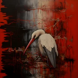 Frau und Storch