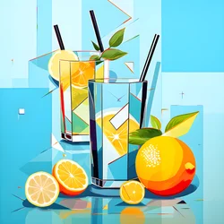 Poster von Zitronen, Cocktails mit Zitronen, Minze